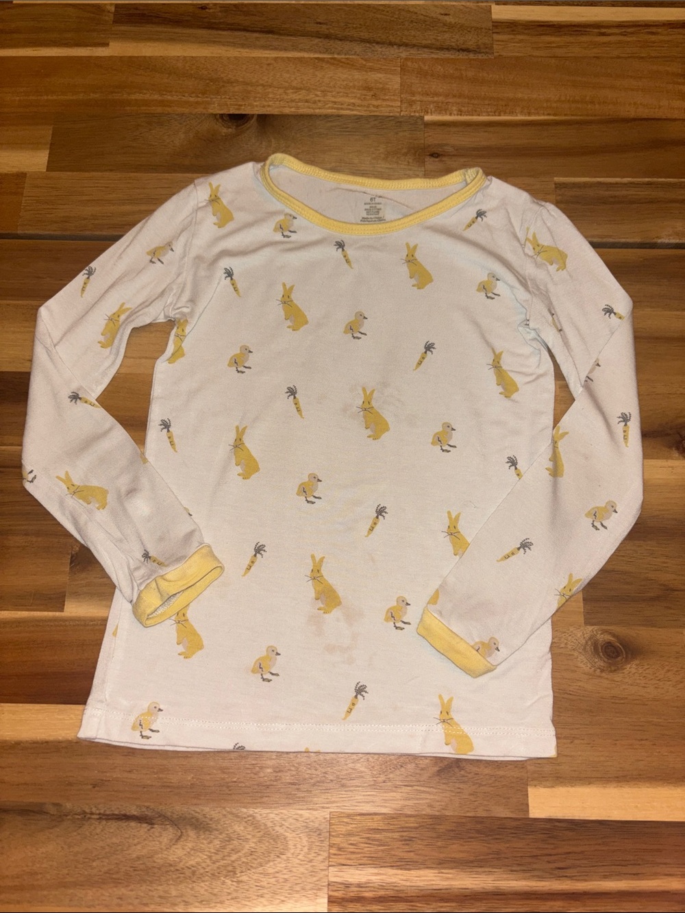 Kyte BABY bamboo Cream Long-Sleeve Top with Yellow Bunny & Chick Print
